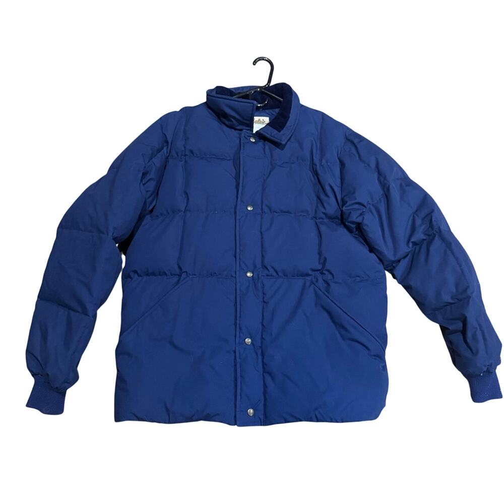 VTG Cabelas Navy Blue Goose Down Puffer Coat Jacket Mens Size XXL Tall 2XLT